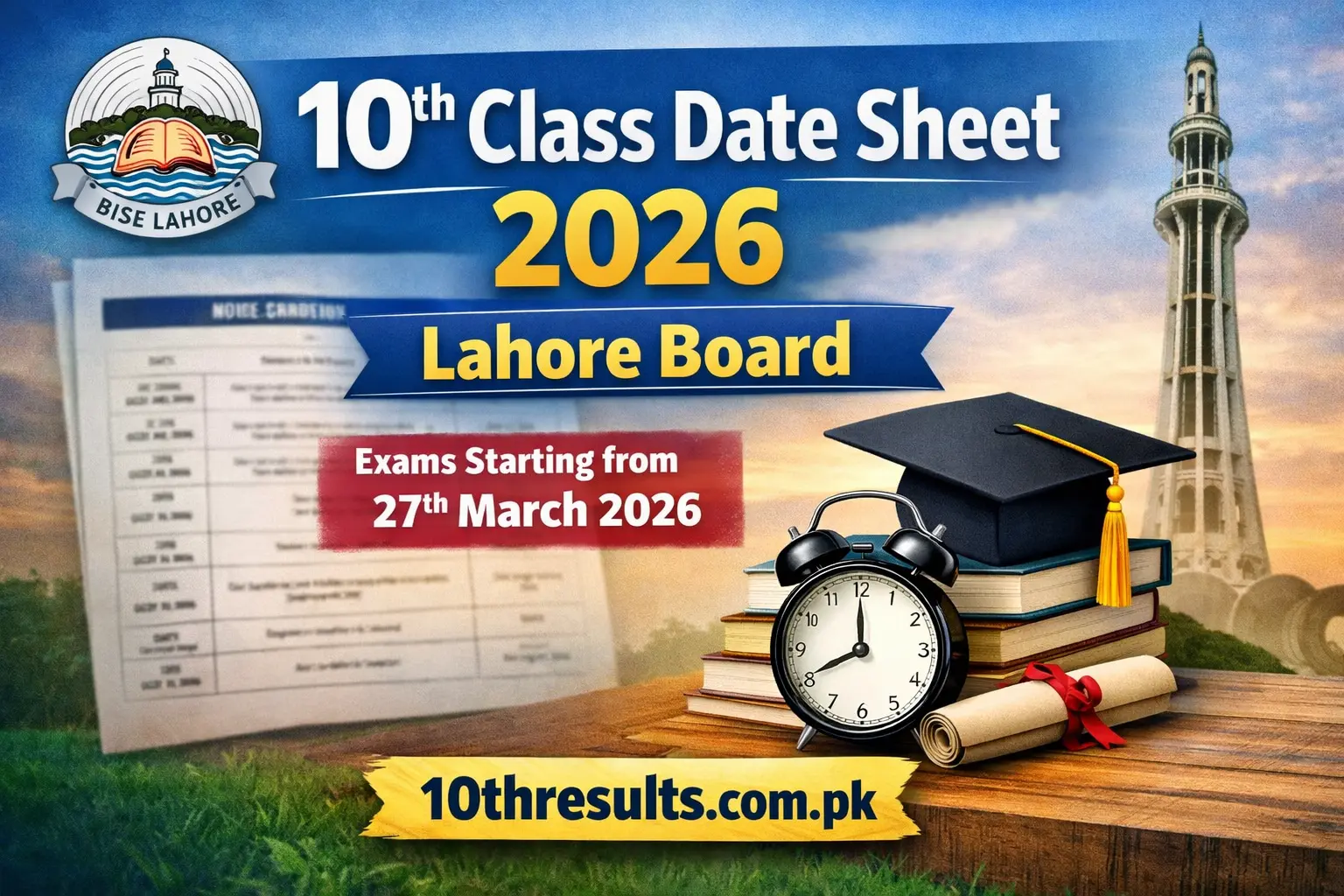 10th Class Date Sheet 2026 Lahore Board