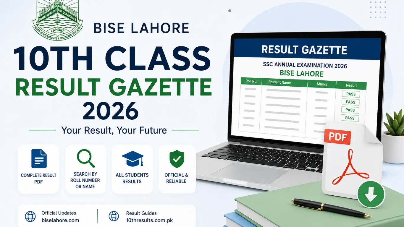Matric 10th Class Result Gazette 2026 BISE Lahore