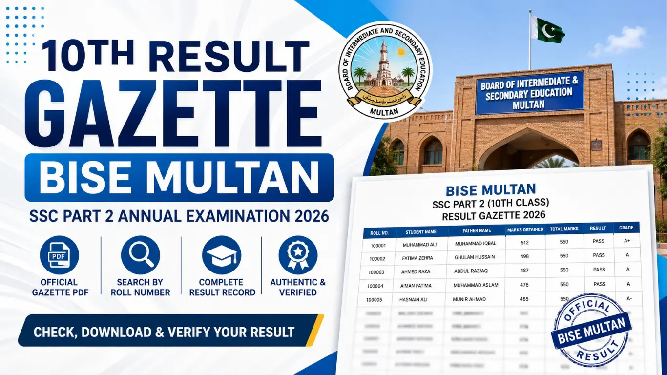 10th Result Gazette BISE Multan