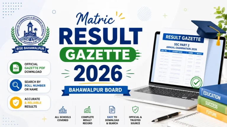 Matric Result Gazette 2026 Bahawalpur Board